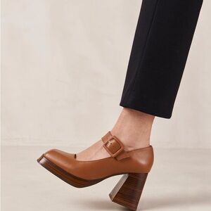 ALOHAS Tan Mary Jane Blocked Heels sold out new in box!